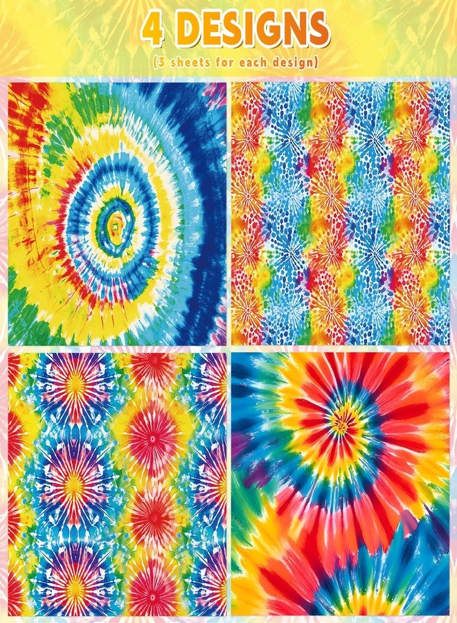 Pineraap 12 Sheets Tie Dye Wrapping Paper, 19.7 x 27.6 Inches, Colorful Rainbow Wrapping Paper Tie Dye Birthday Party Decorative Art Paper for Valentine's Day Wedding Retro Rustic Decor - Image 3